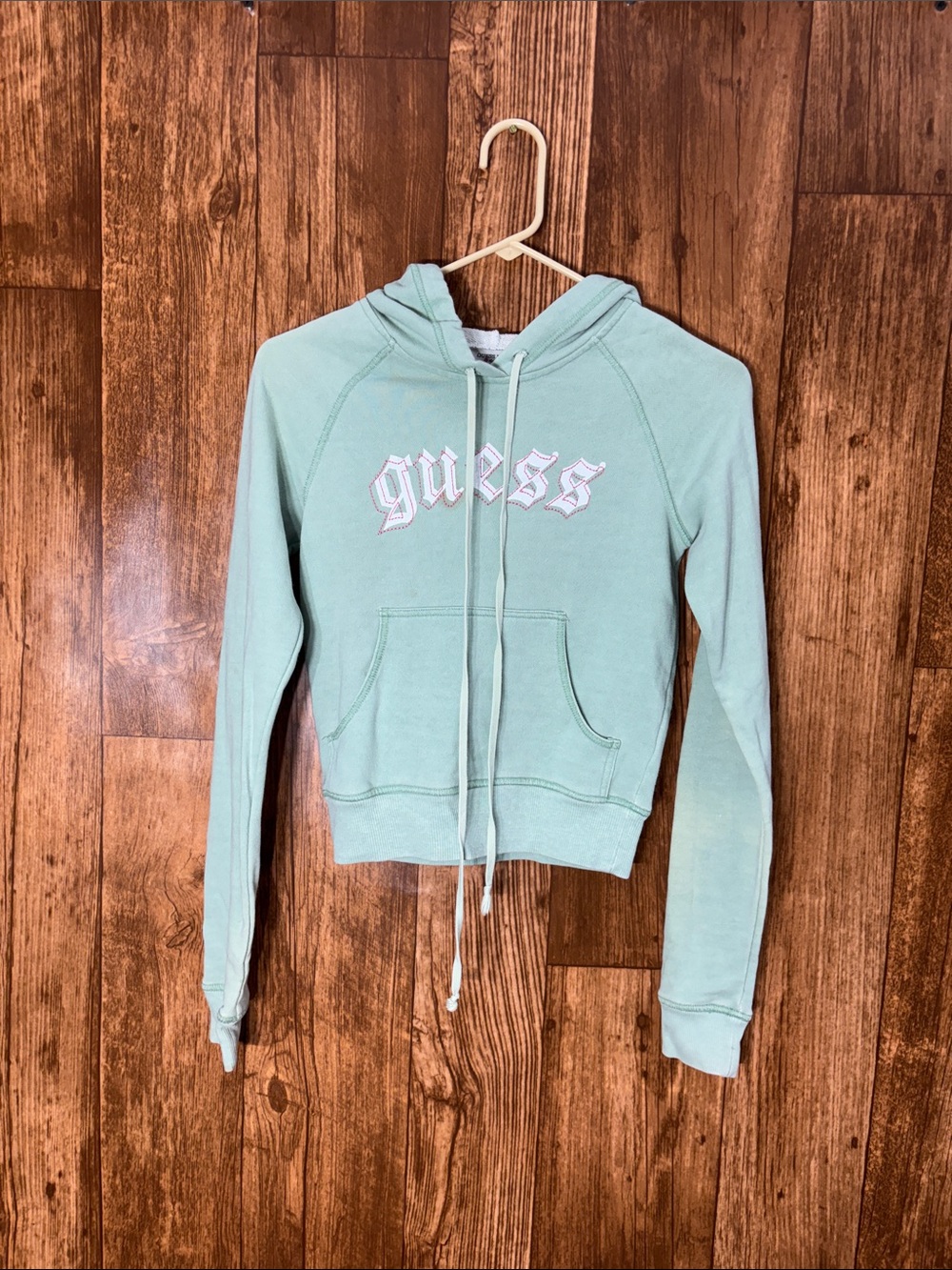 GUESS Kids Light Mint Green Logo Pullover Hoodie